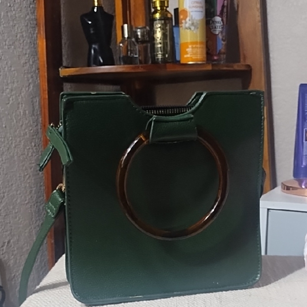 LDW Designs Forest Green Crossbody Bag with Circular Accent